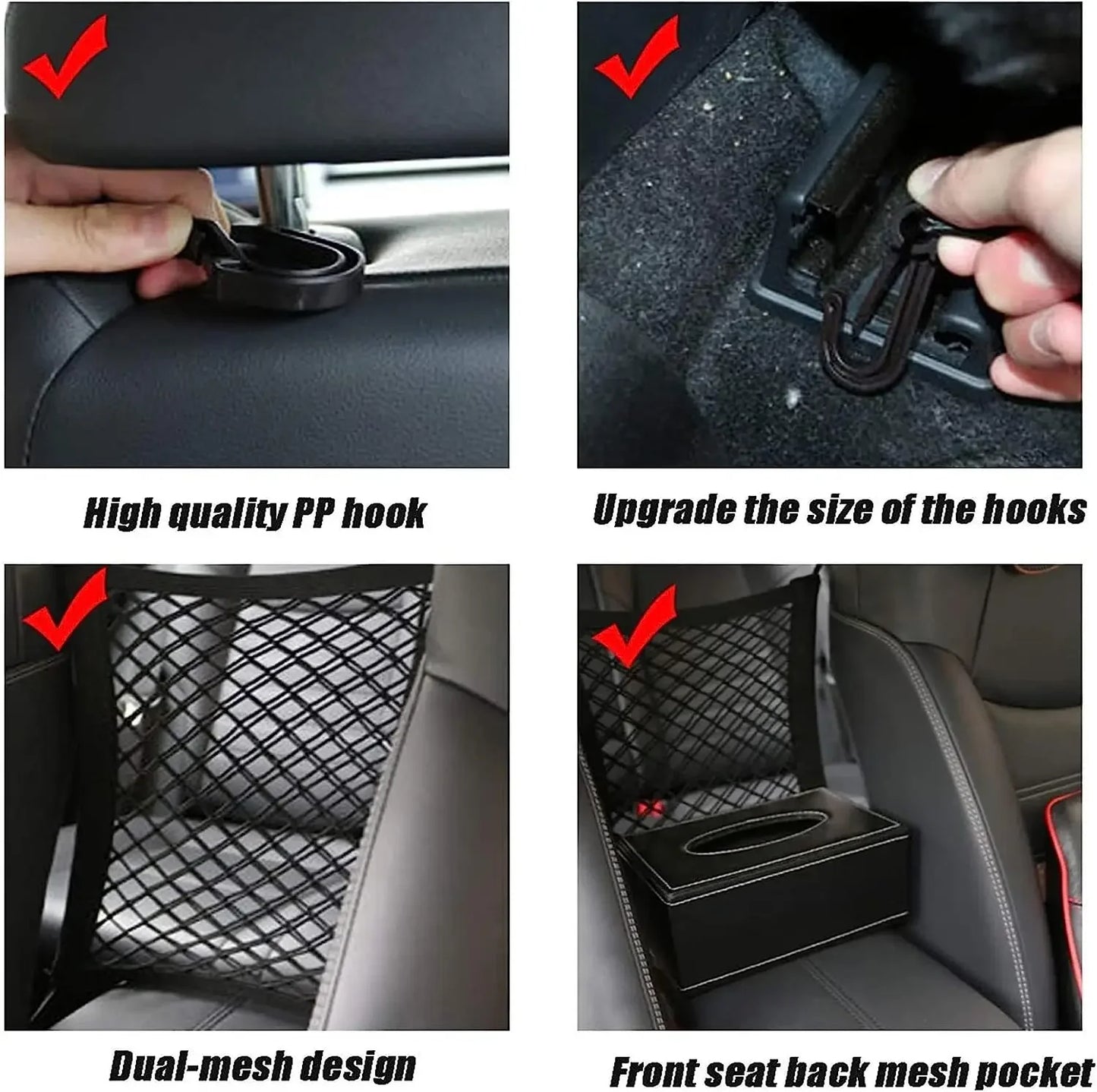 Pet Car Barrier With Automatic Mesh Storage Bag For Back Seat Safety
