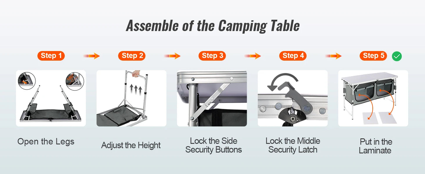 VEVOR Camping Kitchen Table Folding Outdoor Prep Station