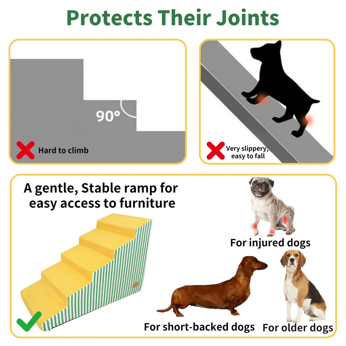 Dog Bed And Sofa Stairs With High Density Foam Ramp