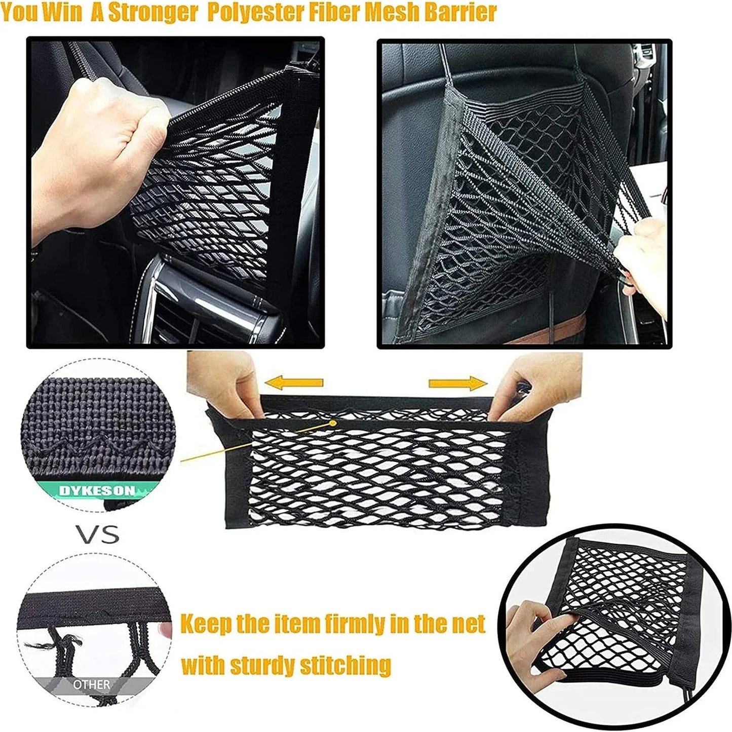 Pet Car Barrier With Automatic Mesh Storage Bag For Back Seat Safety