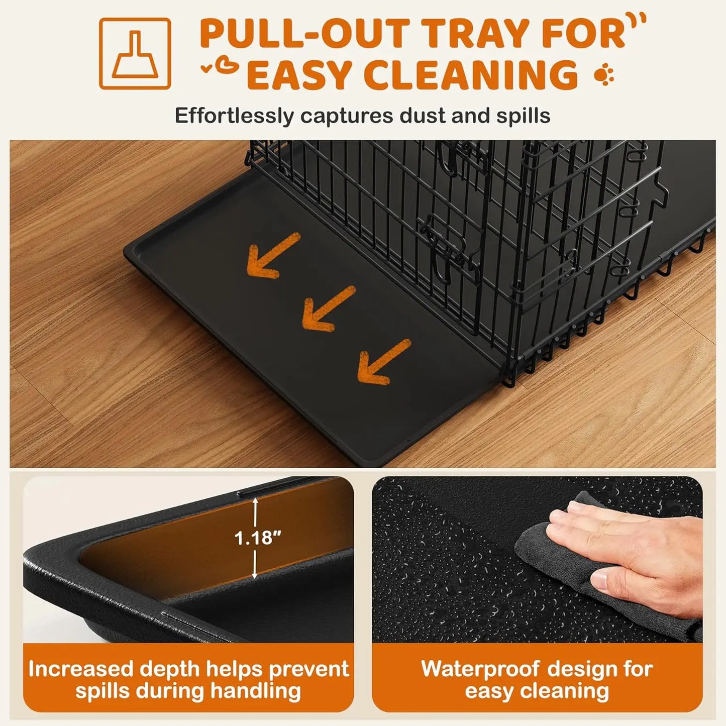 Double Door Dog Crate With Divider Collapsible Metal Kennel