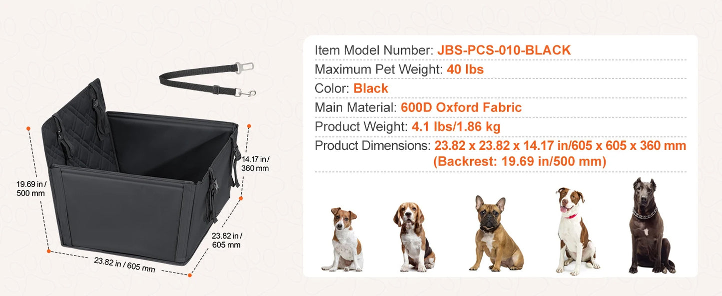 SucceBuy Dog Car Seat Waterproof Booster With ClipOn Leash