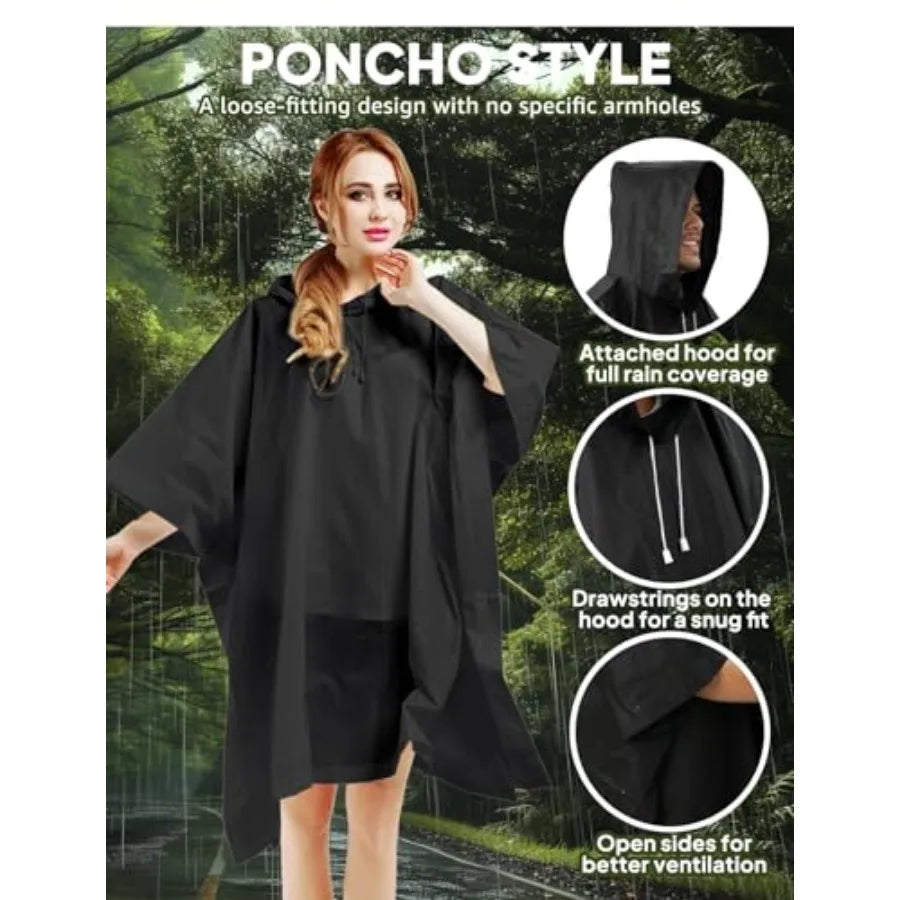 ANYOO Rain Ponchos for Adults Hooded Rain Jackets 2 Pack