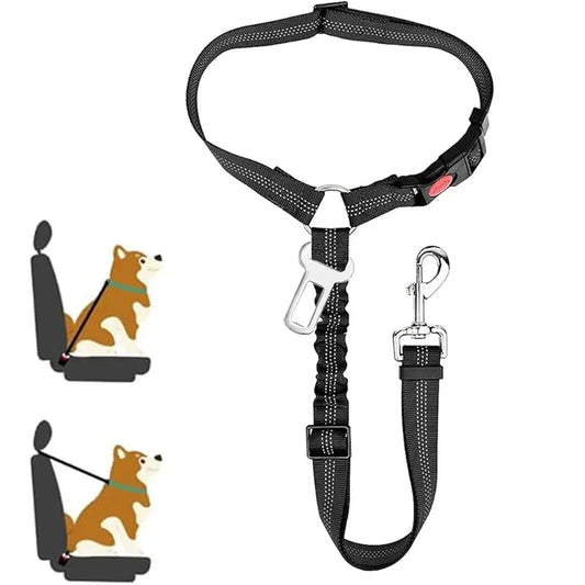 2-In-1 Dog Car Seat Belt Headrest Restraint Reflective
