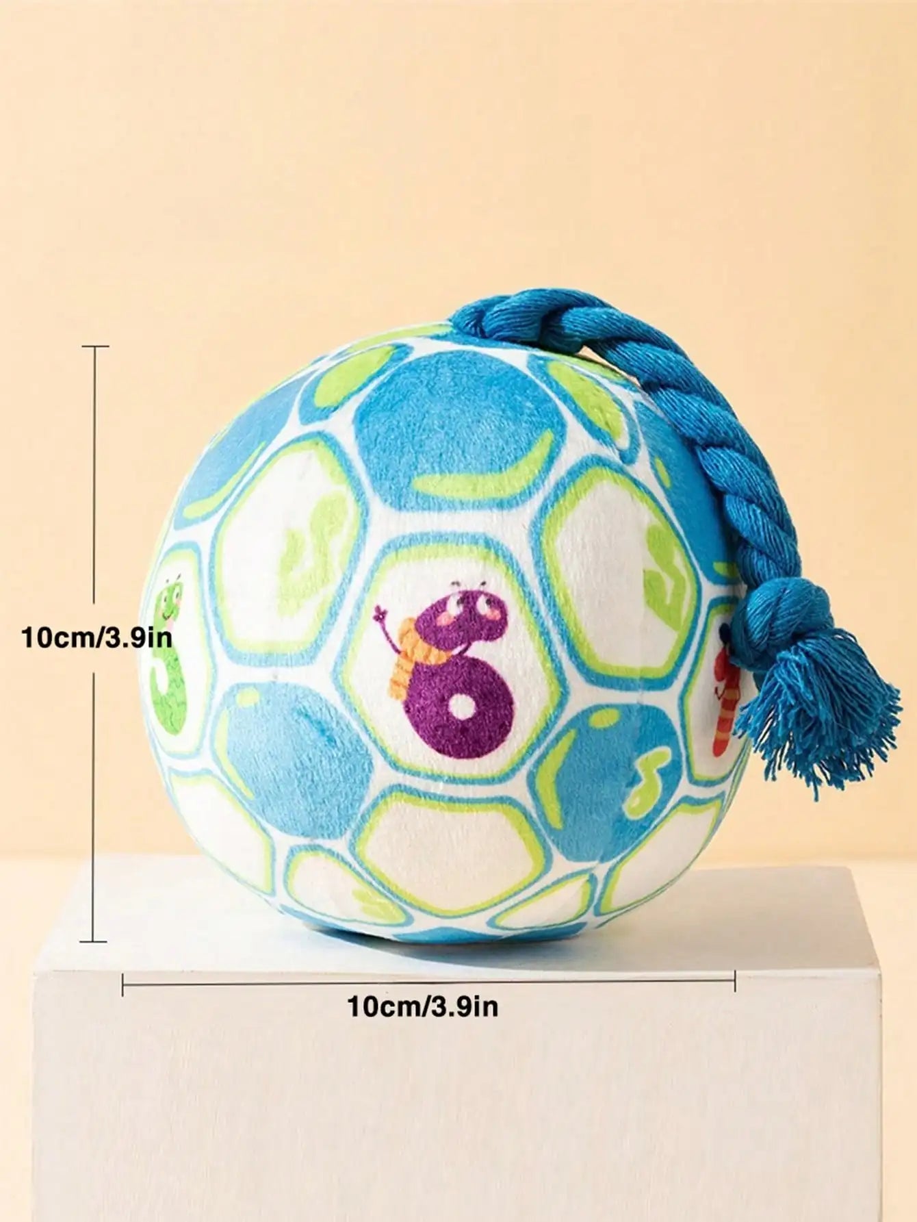 Cartoon Pattern Dog Toy Ball With Rope Squeaky Durable Interactive