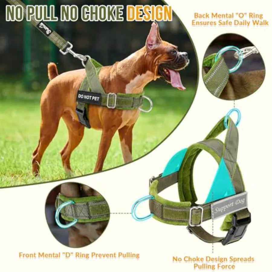 No Pull Dog Harness And Leash Set With Adjustable Soft Padded Vest Front Clip