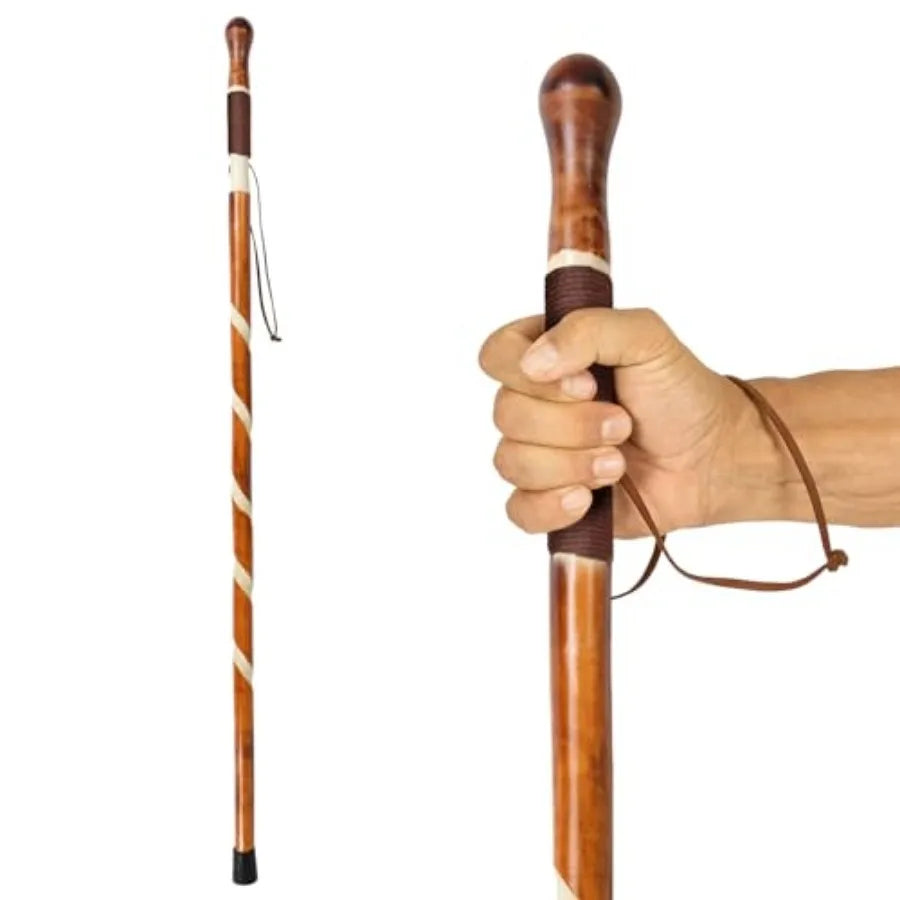 Willow Wooden Walking Stick For Seniors, Heavy Duty Carved Twisted