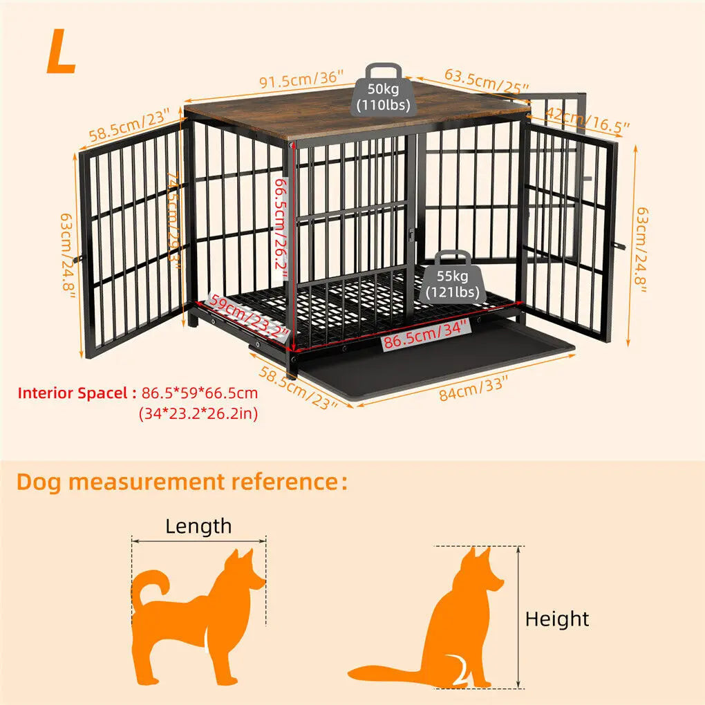 BINGOPAW Heavy Duty Dog Kennel End Table Cage With Doors