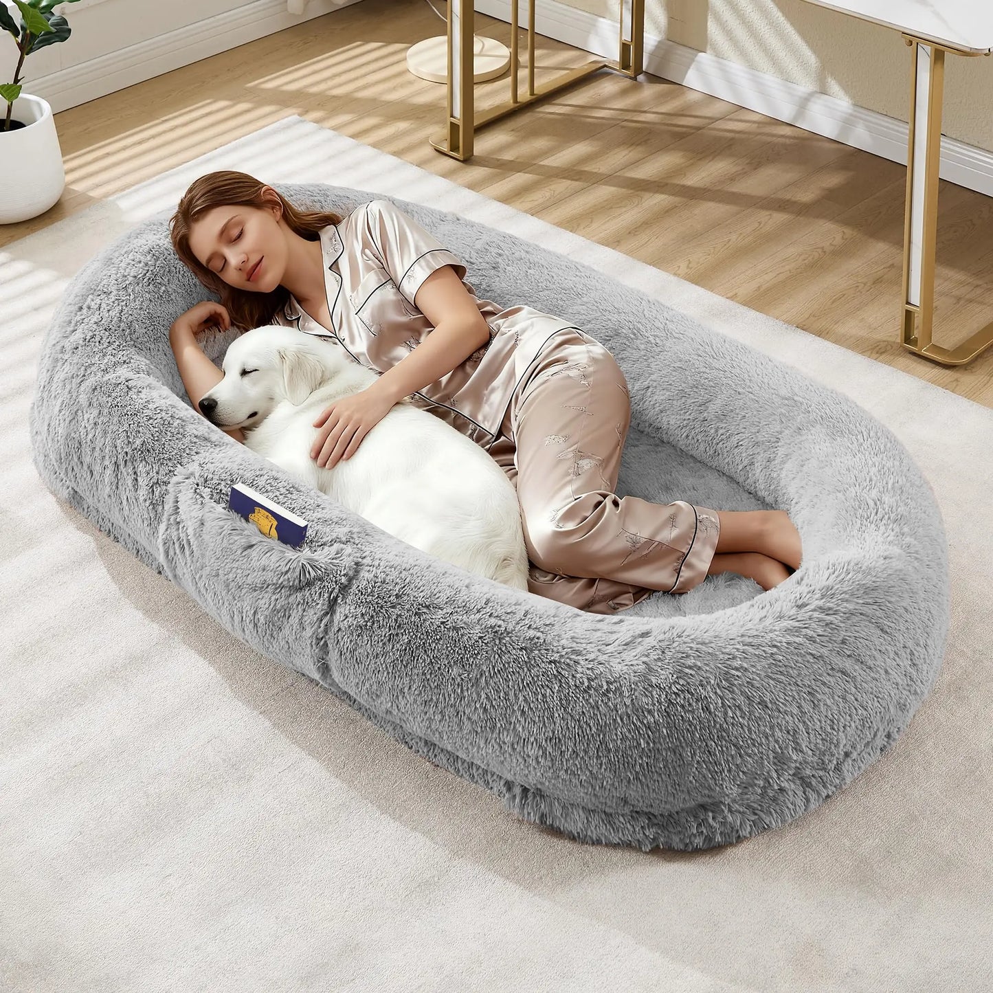 HiMISS Human and Pet Shared Bed Plush Fleece Nest Comfort
