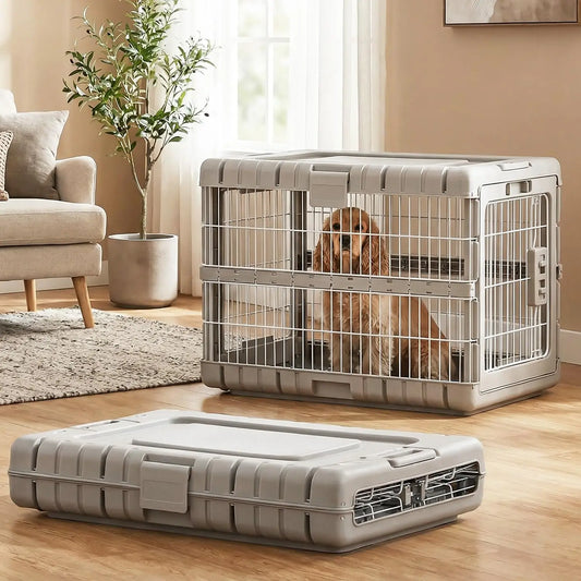 Collapsible Dog Crate Heavy Duty Foldable Kennel With Wheels