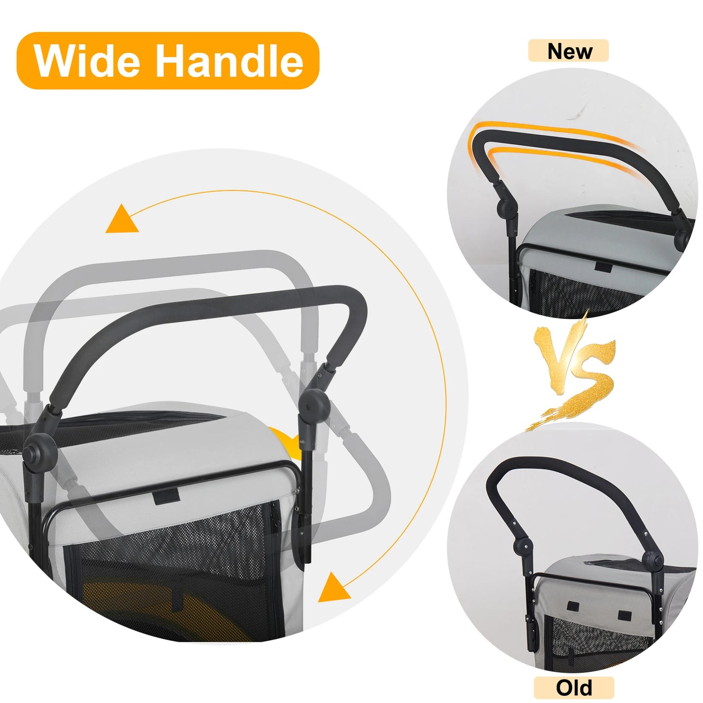 Dog Stroller For Two With Zipper Divider And Folding Wheels