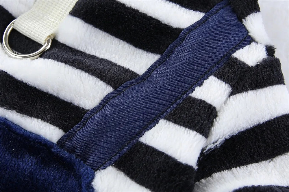 Caiban Autumn Winter Dog Fleece Jumpsuit Coat With Leash Ring