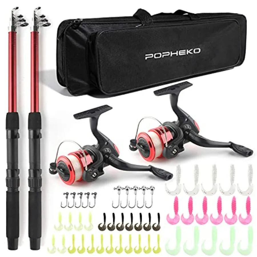 Telescopic Fishing Rod And Reel Combo Two Piece Collapsible Kit