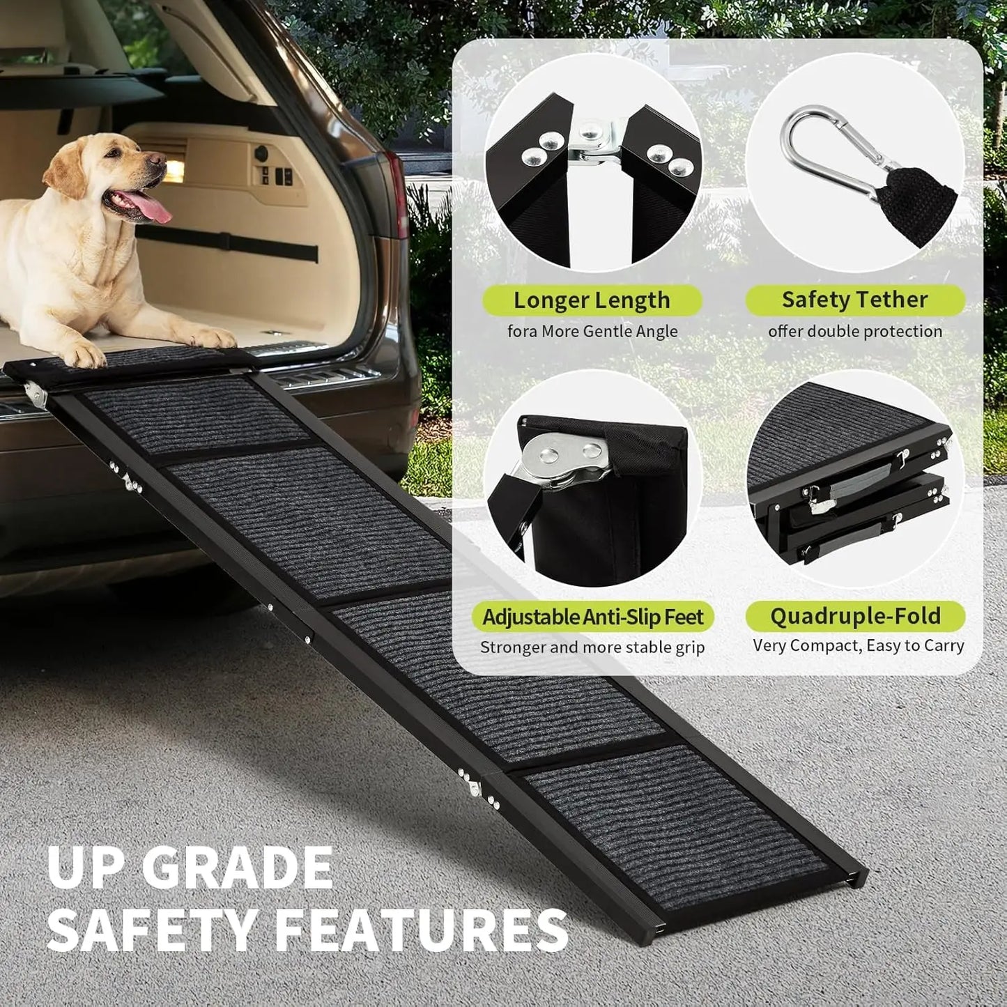 HiMISS Upgraded Dog Ramp for Cars Folding Pet Ramp NonSlip
