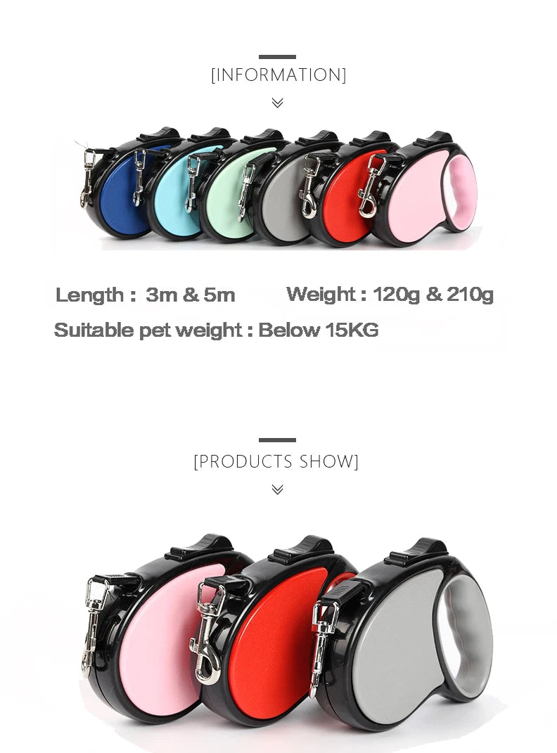 Retractable Nylon Dog Leash With Reflective Feature