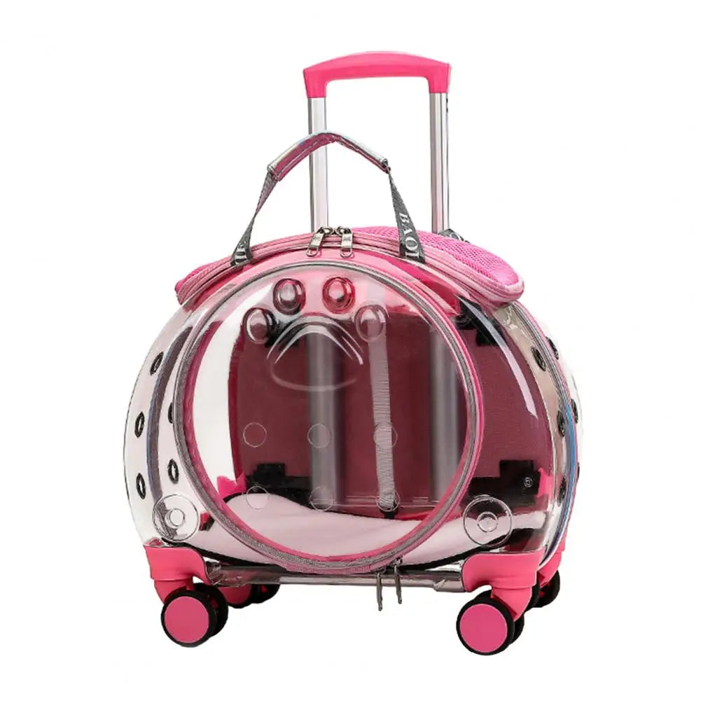 Pet Trolley Backpack With Clear Ventilation Holes And Silent Wheels