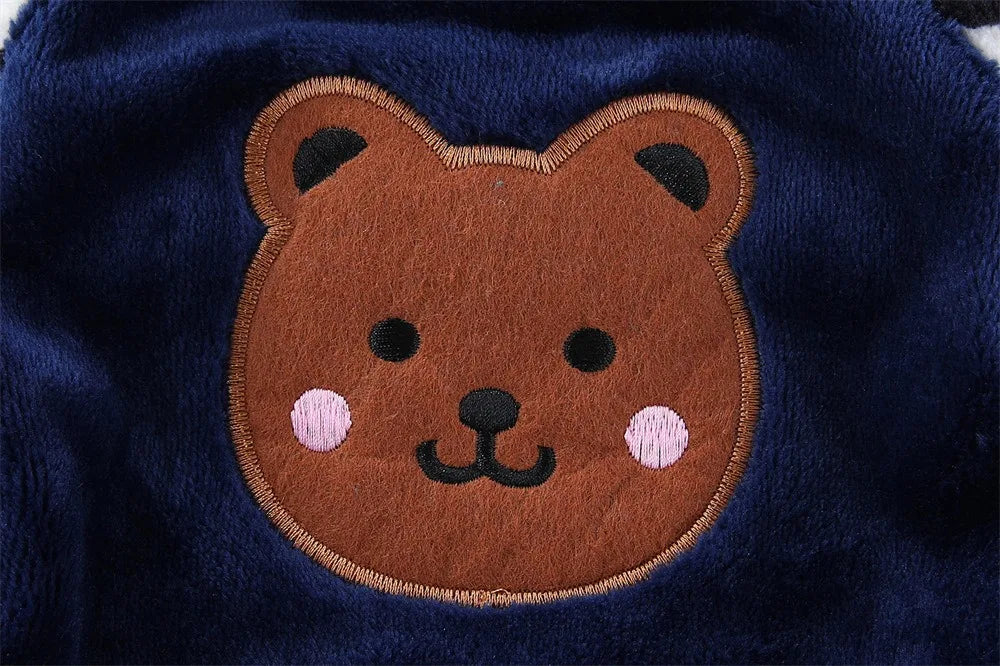 Caiban Autumn Winter Dog Fleece Jumpsuit Coat With Leash Ring