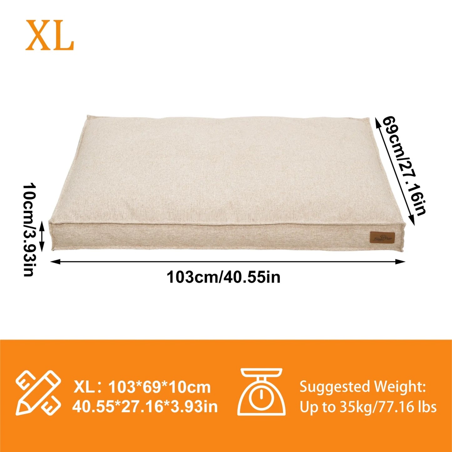 BINGOPAW Waterproof Linen Cover Dog Bed With Foam Base