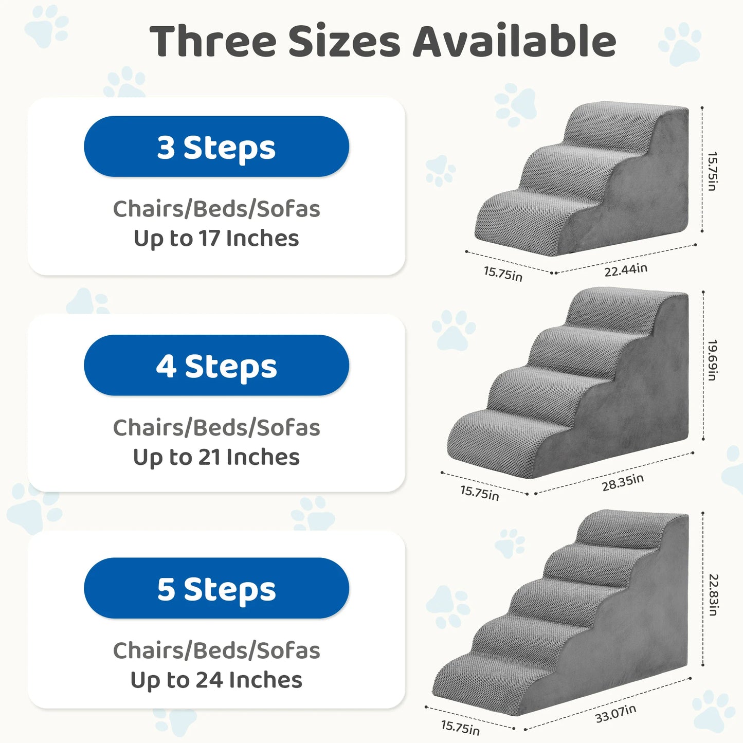 JHK 3-5 Step Foam Stairs Ramp for Small Dogs Indoor