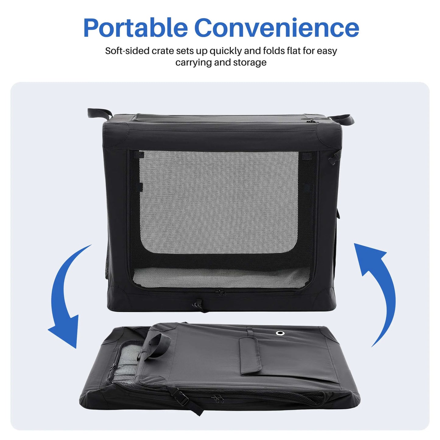 Portable Foldable Dog Crate For Small Dogs, 3 Door Airline