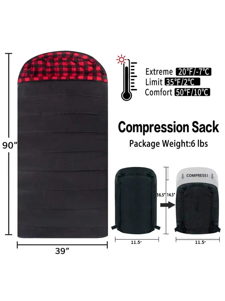 0 Degree Cotton Flannel Sleeping Bag For Adults Winter Camping