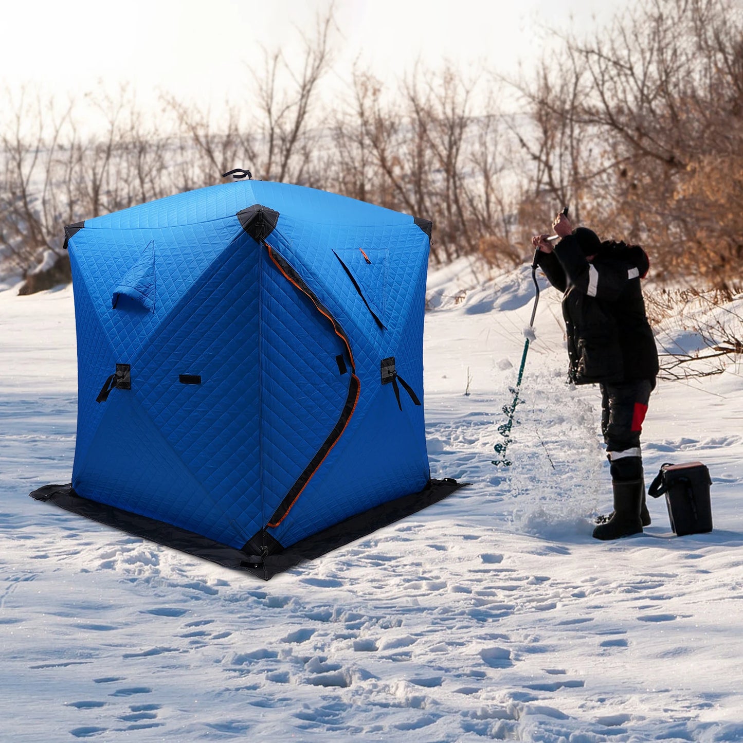 Bymaocar Ice Fishing Tent Outdoor Thermal Shelter Dual Zipper Windproof