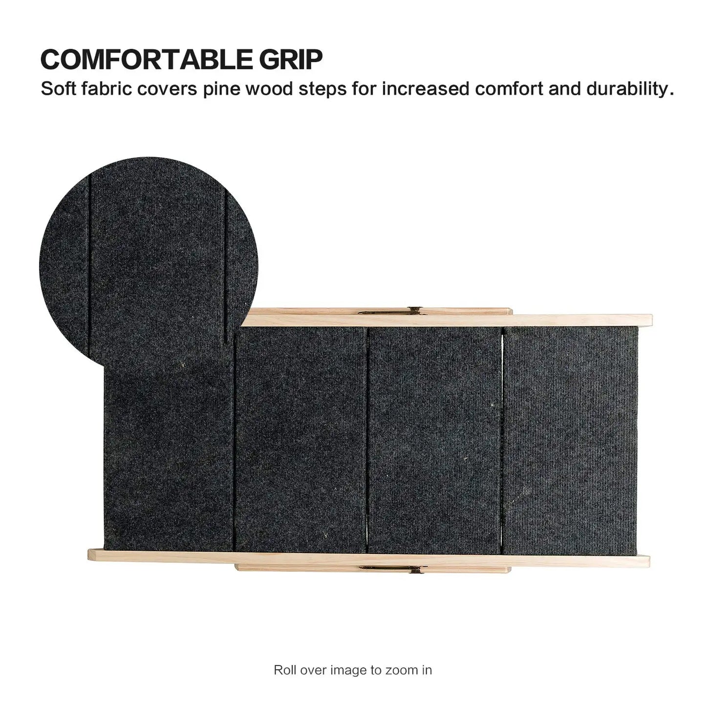 Wooden Portable Foldable Pet Stairs Ramp For Beds And Cars