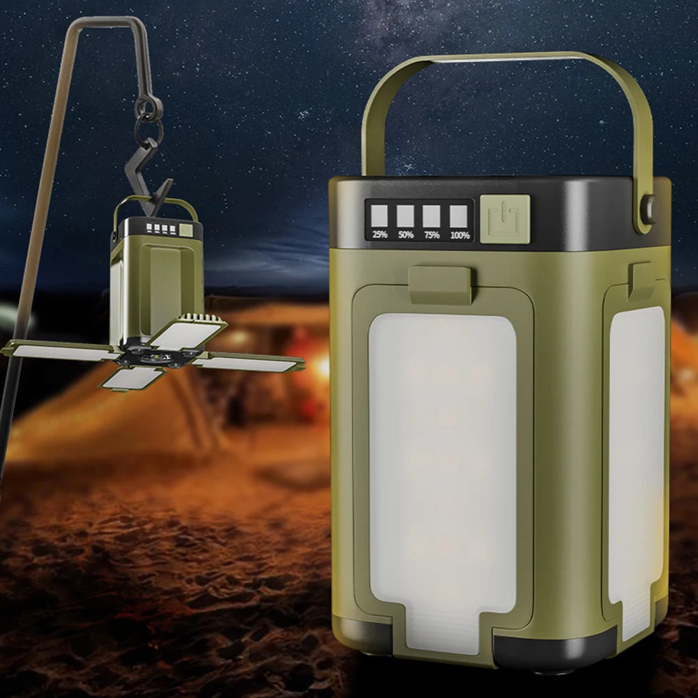 Solar Rechargeable Camping Lantern Foldable LED Light Waterproof Portable