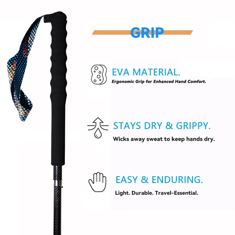 OKHEALING Carbon Fiber Folding Trekking Poles Nordic