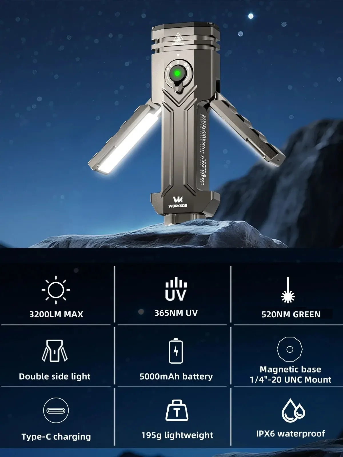 Wurkkos HD02 LED Camping Lamp With Rechargeable Battery