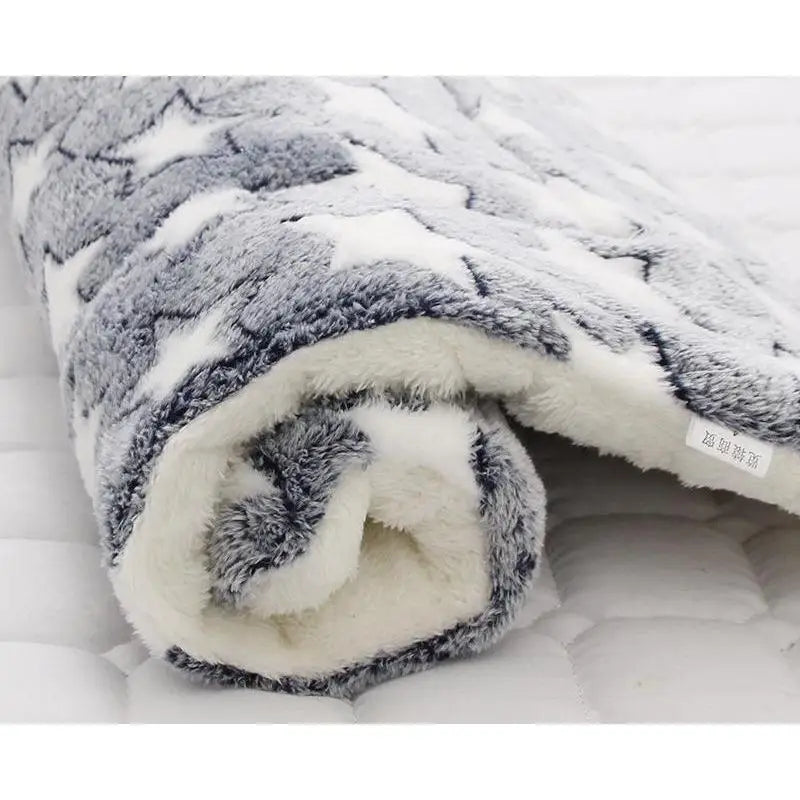 Soft Coral Fleece Pet Sleeping Mat With Bear Pattern