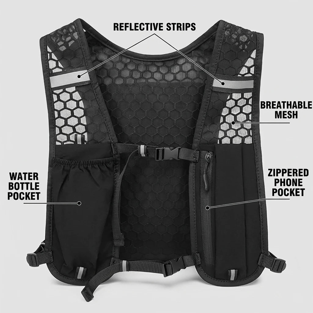 Lightweight Running Vest With Phone Holder Reflective Hydration Chest Pack