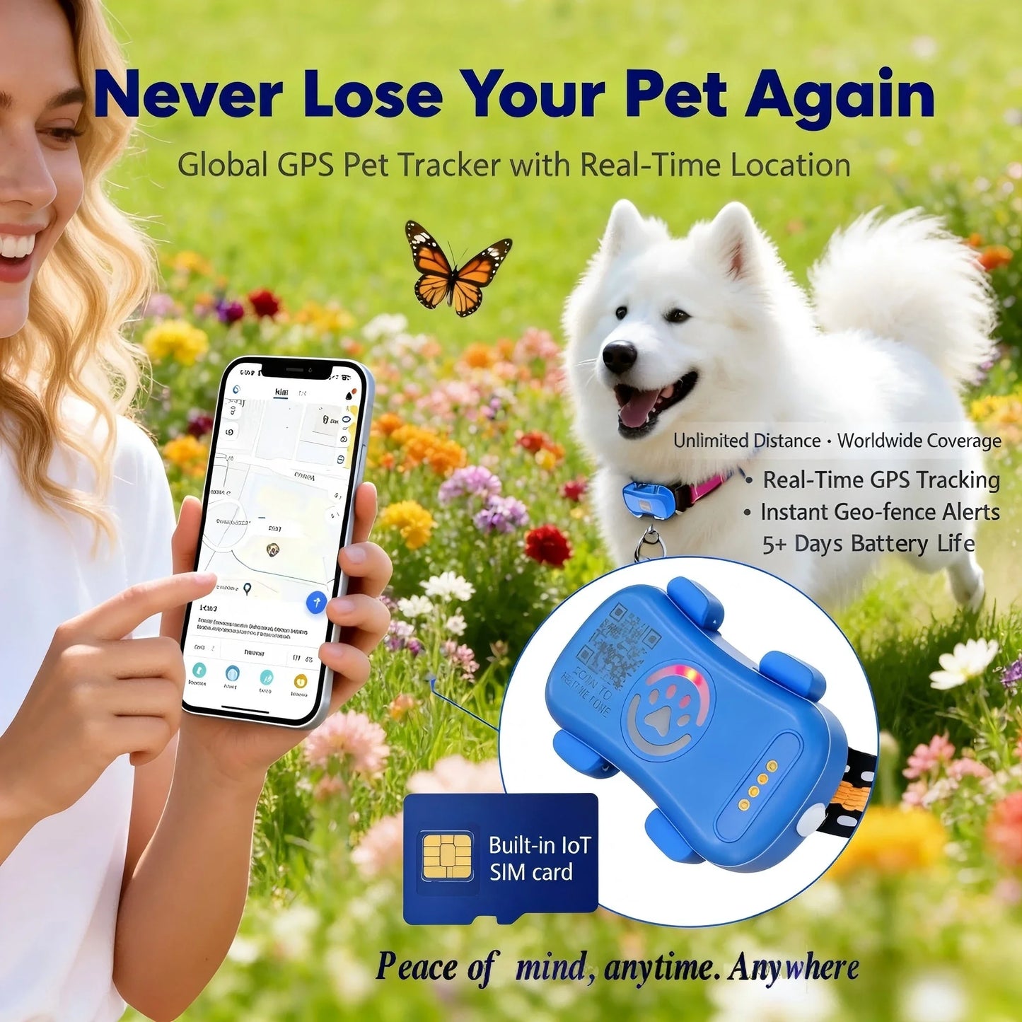 WANWAYTECH GPS Pet Tracker Dogs and Cats with IoT Connectivity