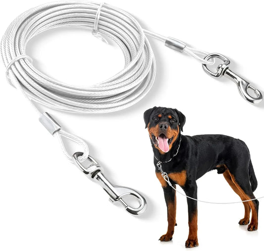 Double Headed Stainless Steel Dog Tie Out Cable Leash With Metal Buckle