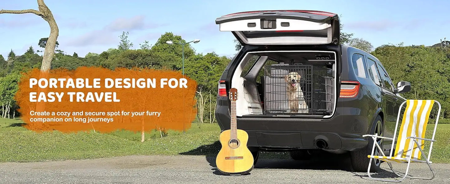 Double Door Dog Crate With Divider And Removable Tray