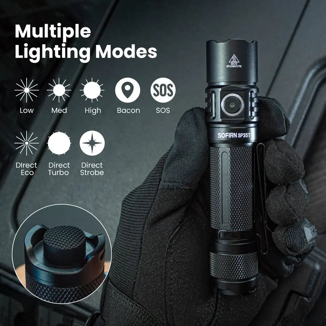 Sofirn SP35T 3800lm Tactical 21700 LED Flashlight USB C Rechargeable