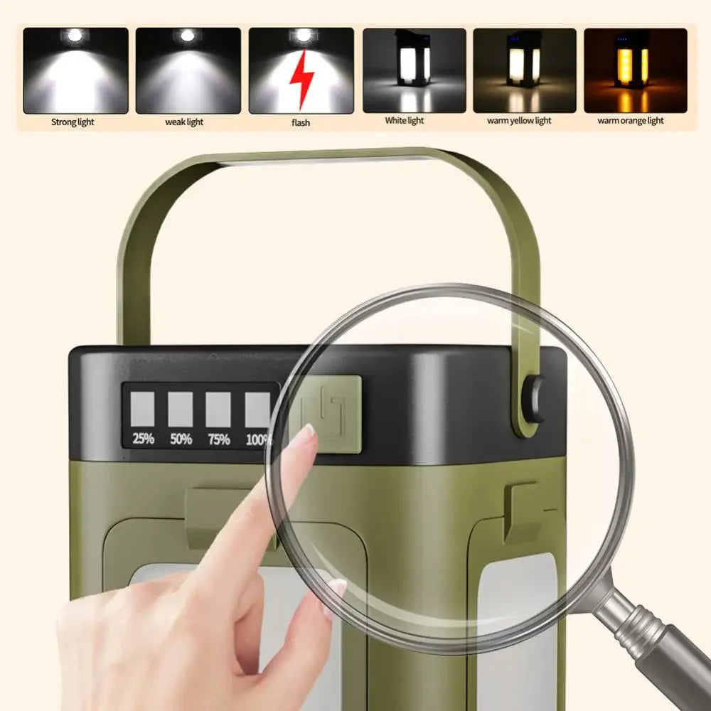 Solar Rechargeable Camping Lantern Foldable LED Light Waterproof Portable