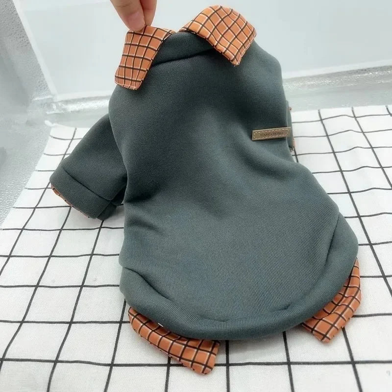 Petfrd Global Warm Winter Plaid Collar Hoodie Jacket For Small Dogs