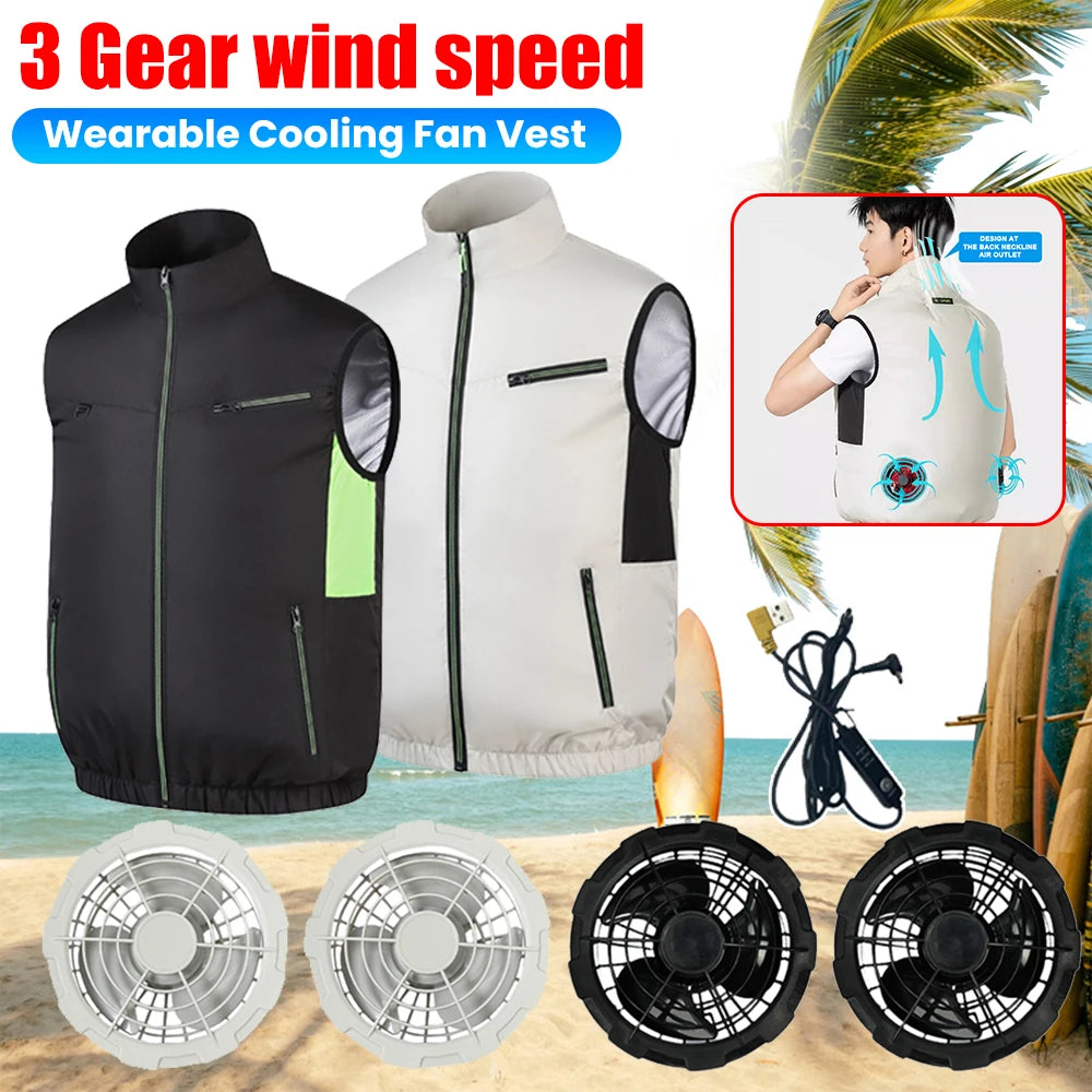 Wearable Cooling Vest With Air Conditioning Fan For Outdoor Summer