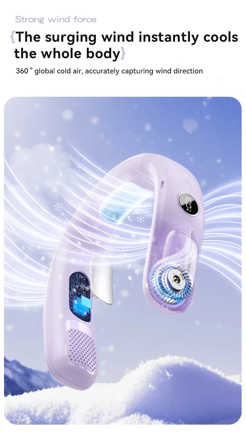 N90 Neck Fan Bladeless Wearable USB Rechargeable With 5-Speed Modes