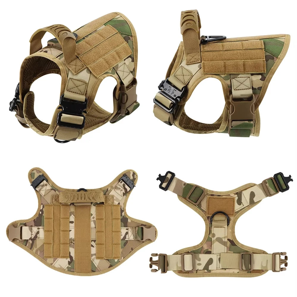 Military Tactical Malinois Harness Vest Set With Leash Patches - Paws and Pro's Outfitters