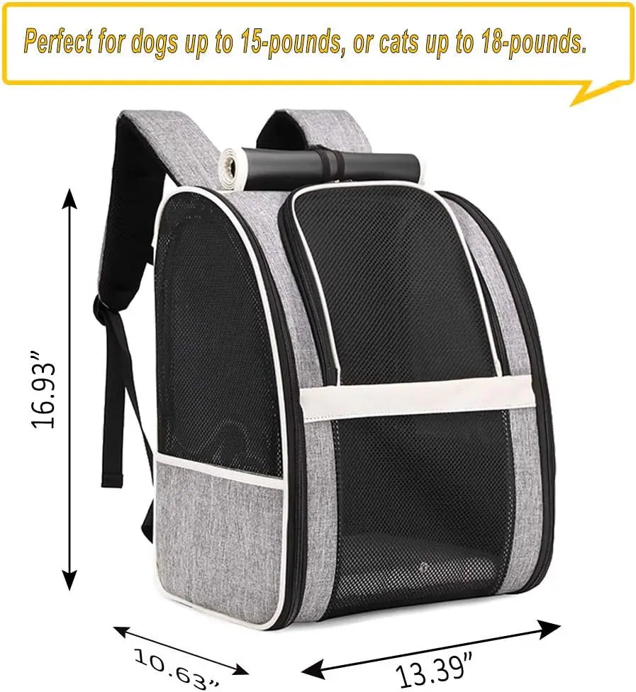Pet Carrier Backpack With Window Blind For Cats And Dogs