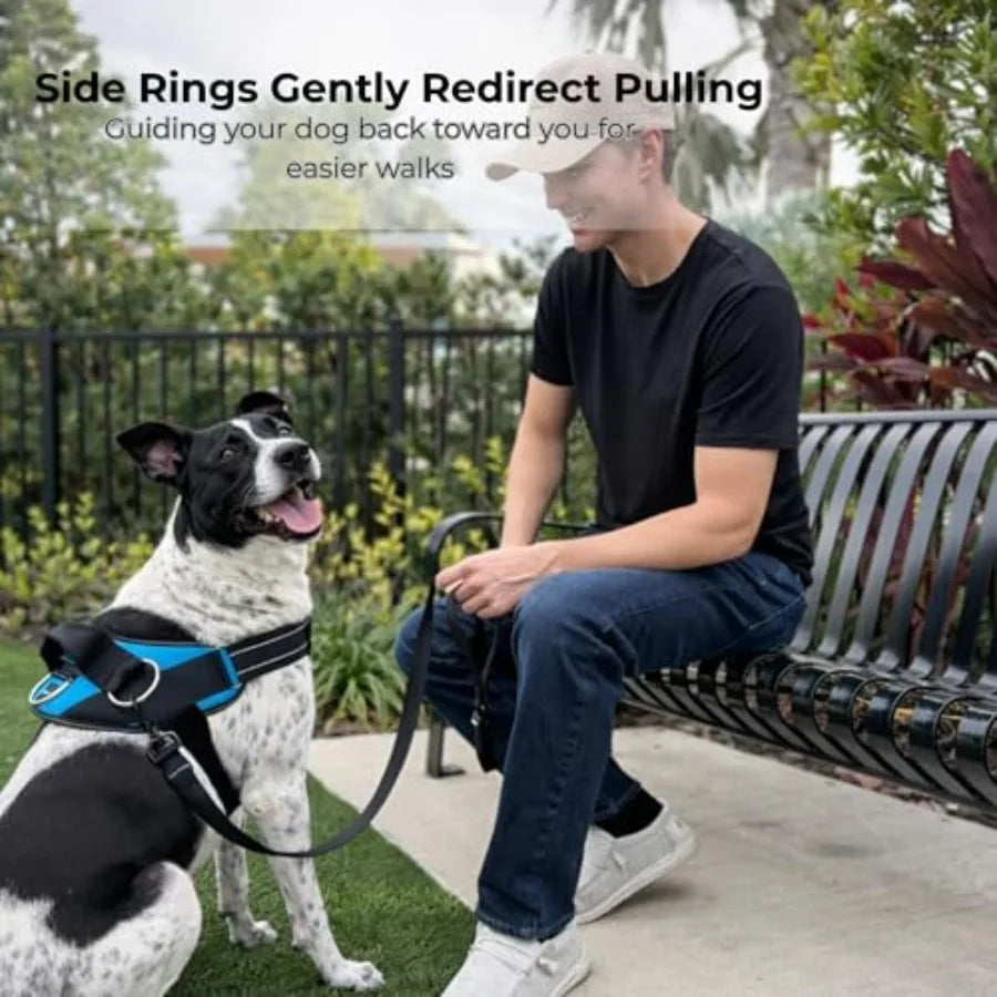 No-Pull Dog Harness Reflective Vest With Three Leash Clips Adjustable
