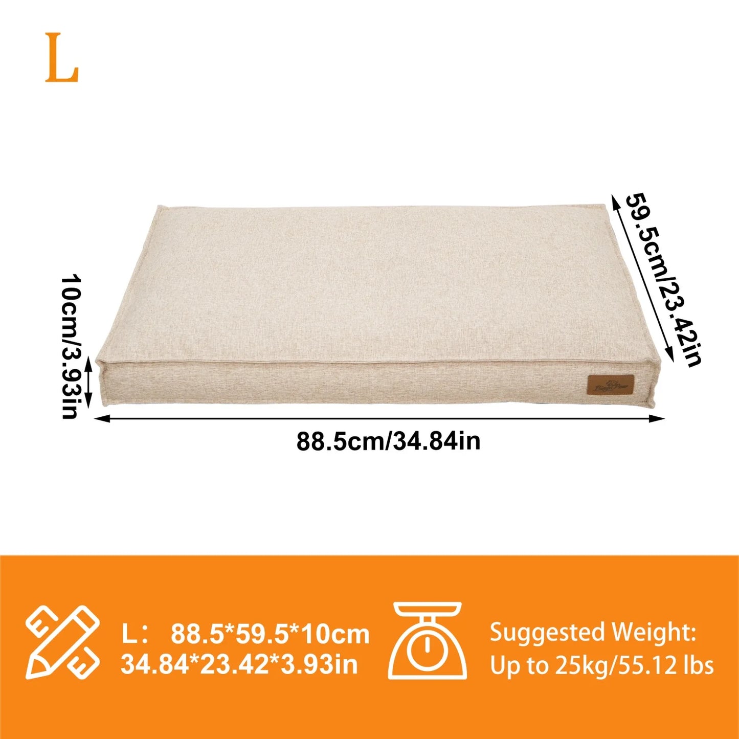 BINGOPAW Waterproof Linen Cover Dog Bed With Foam Base