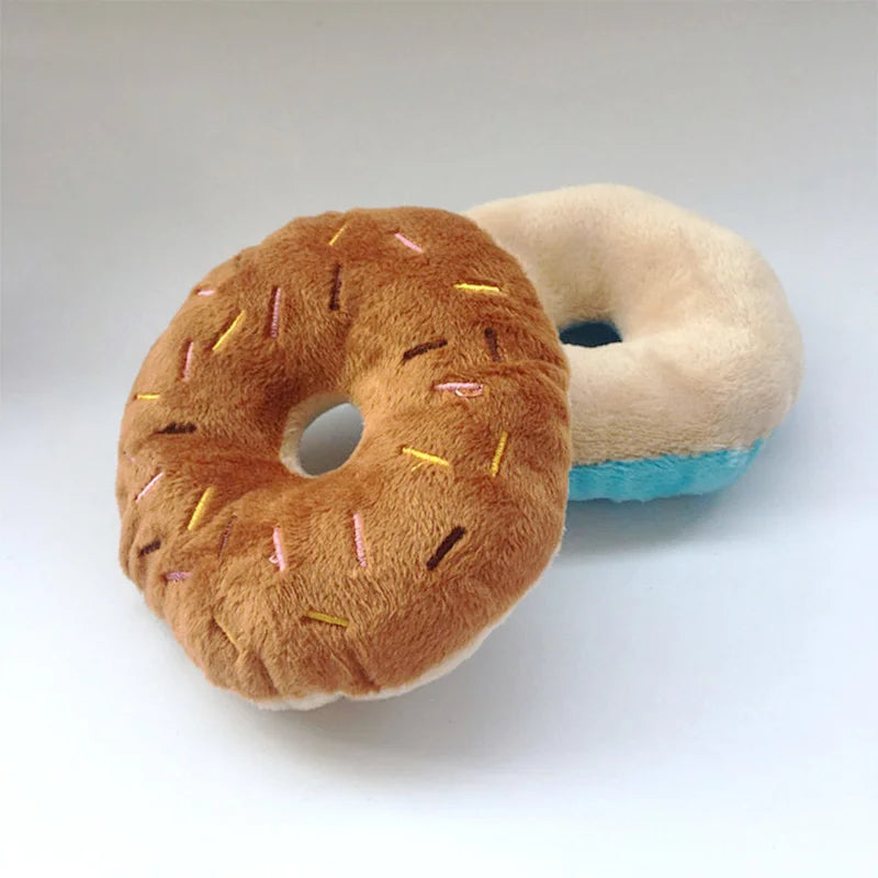 PetMundo Soft Plush Donuts Dog Toy With Squeaker Sound