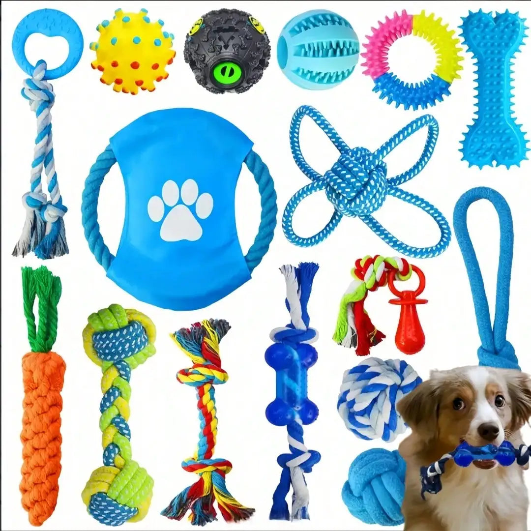 4 Piece Pet Toy Set Durable Dog Toys Ball Rope Puzzle Toys