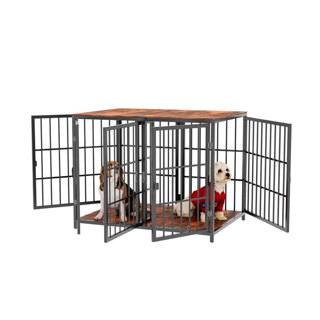 BINGOPAW Heavy Duty Wooden Dog Crate End Table With Doors