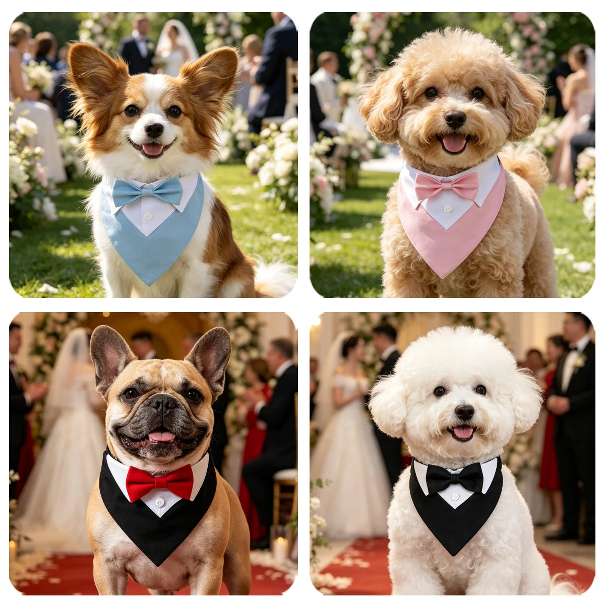 Sucado Bow Tie Dog Collar Tuxedo Bandana For Pets Wedding