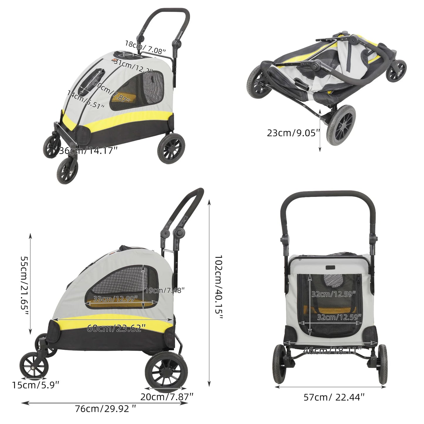 Ultra Large Dog Stroller Four Wheel Jogger Wagon Foldable Carrier