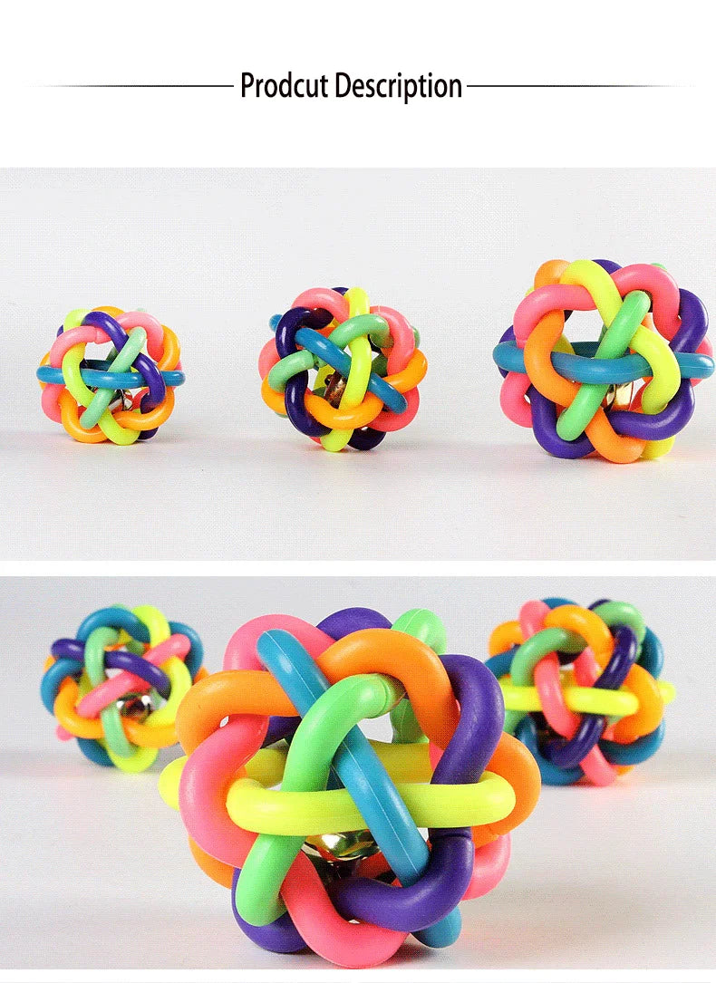 Woven Bell Dog Toy Bite Resistant Rubber Chew Ball Fetch
